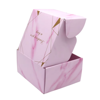 Boîte d'expédition pliante en carton ondulé rose personnalisée, boîte d'emballage cadeau avec logo personnalisé, boîte en papier