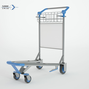 플랫폼 구조 및 3 륜 브레이크 바구니가있는 맞춤형 알루미늄 공항 수하물 트롤리 OEM 지원 - Product Image 2