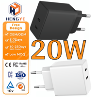 Adaptateur secteur universel à charge rapide 20W PD 2 USB C, chargeur double type C original 20W