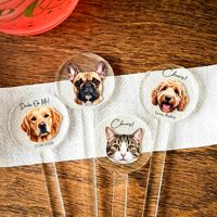 Agitateurs à Boissons Personnalisés en Acrylique avec Photo d'Animal de Compagnie – Bâtonnets à Café en Plastique Transparent pour Mariages, Fêtes et Bars