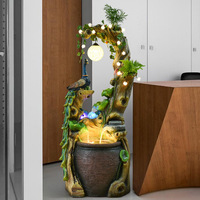 Style chinois paon Zen rocaille fontaine d'eau qui coule paysage cadeau fortune ornements racine sculpture boule Feng Shui