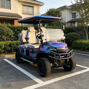 Voiturette de <span class=keywords><strong>golf</strong></span> électrique de luxe 4 places, toit Starlight, bande lumineuse LED multicolore, batterie au lithium, moteur AC 5KW, tout-terrain, rehaussée - Product Image 1