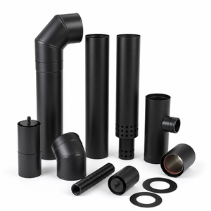 Kit Tubo per <span class=keywords><strong>Camino</strong></span> a Doppia Parete Isolato, Set Tubi per Canna Fumaria Nero Opaco per Installazione Stufa a Legna - Product Image 1