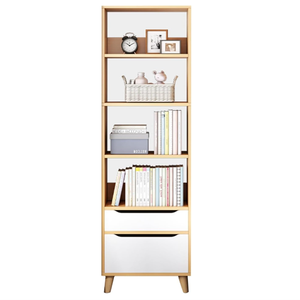 <span class=keywords><strong>Vitrina</strong></span> de librería <span class=keywords><strong>estrecha</strong></span> de 4 niveles de altura con cajón doble Exhibición de libros moderna Pantalla abierta para biblioteca/dormitorio/sala de estar - Product Image 5