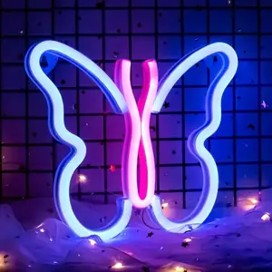 Farfalla LED insegne al Neon luci batteria USB per la decorazione della parete della camera da letto decorazione estetica della stanza per ragazze bambini soggiorno Bar dormitorio