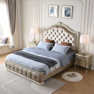 Meubles de chambre à coucher de style américain, lit en bois massif, lit king size luxueux capitonné, lit king size en bois - Product Image 3