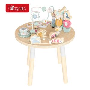 OEM-Aktivität tisch aus Holz mit Schubs chiene, Stapels pielzeug, Perlen labyrinth und Zahnrädern für Kinder im Alter von 12 Monaten W11B315 - Product Image 3