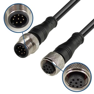 สายเชื่อมต่อ M12 ทองแดง 8 แกน ชนิด A 24AWG ปลั๊กกันน้ำสำหรับเครื่องบิน สำหรับเครื่องจักรอุตสาหกรรม เครื่องใช้ไฟฟ้าภายในบ้าน - Product Image 1