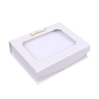 Boîtes d'affichage cosmétiques pour ongles en matériau recyclé Papier cadeau en carton blanc Fermeture magnétique pour fenêtre en PVC transparent Doublure en éponge