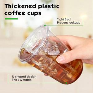 Gobelets en plastique jetables transparents avec couvercles et pailles, 16 oz, non compostables, modernes, pour la maison et les cafés - Product Image 4