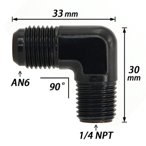 ユニバーサルアルミニウムAN6 6AN <span class=keywords><strong>AN</strong></span> -6 ~ 1/8 NPT 1/4 NPT90度オスオイルホースフィッティングアダプター - Product Image 6