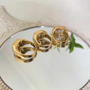 18K 골드 도금 반짝 이는 큰 사각형 Moissanite 반지 인장 Chunky 다이아몬드 반지 남성 빈티지 스테인레스 스틸 쥬얼리 파티 - Product Image 4