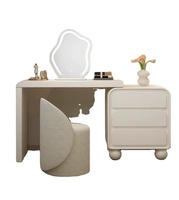 Nouveau produit : Table de maquillage moderne et simple en bois massif, style crème, avec plateau en pierre, intégrée au mur, pour chambre à coucher