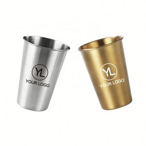 Custom Logo 16oz Stackable Stainless Steel Drinking Cup Reusable Metal Tumbler for Outdoor Promotion - Product Image 1
