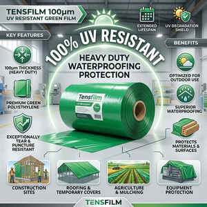 Tensfilm 100um Pellicola in HDPE Verde con Silicone 10-30g/in Resistente ai Raggi UV per Membrana Impermeabilizzante - Product Image 5