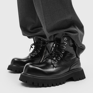 Botas de Trabajo para Hombre, Estilo Británico Retro, con Cordones, Parte Superior de PU, Antideslizantes, con Aumento de Altura, Tendencia Otoño 2026 - Product Image 4