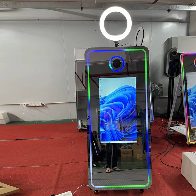 Portable Magic Mirror Photo Booth with Camera and Printer Vintage Wooden 65 Inch 40inch 32 Inch Vintage for Sale