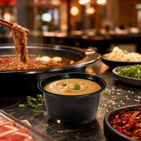 Gobelets à sauce en plastique PET transparent, contenants à sauce jetables avec couvercles pour l'emballage de plats à emporter