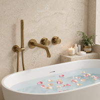 Ensemble de robinetterie de baignoire murale haut de gamme AMAXO avec noyau de valve en céramique, doté de fonctions d'eau froide et d'eau chaude