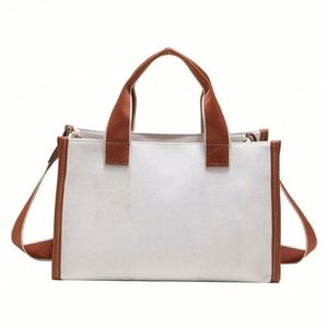 Women's Heavy Duty Summer White Canvas Boat Tote Bag Cute Woven Insert Waterproof Reusable Ribbon Handle for Daily Shopping - Product Image 2