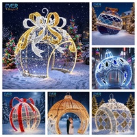 Éclairage décoratif extérieur, boule lumineuse géante de Noël à LED de 4 m, IP65, motif 3D, structure en fil métallique, arche, paysage, Halloween, PVC personnalisé