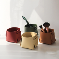 Mini panier de rangement pliable, organisateur de bureau simple, cubes de rangement en cuir pour la décoration de la maison, du bureau et de l'école