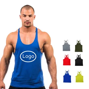 Colete masculino OEM estampado personalizado 100% algodão fitness fitness peça única esportes musculação colete para homens