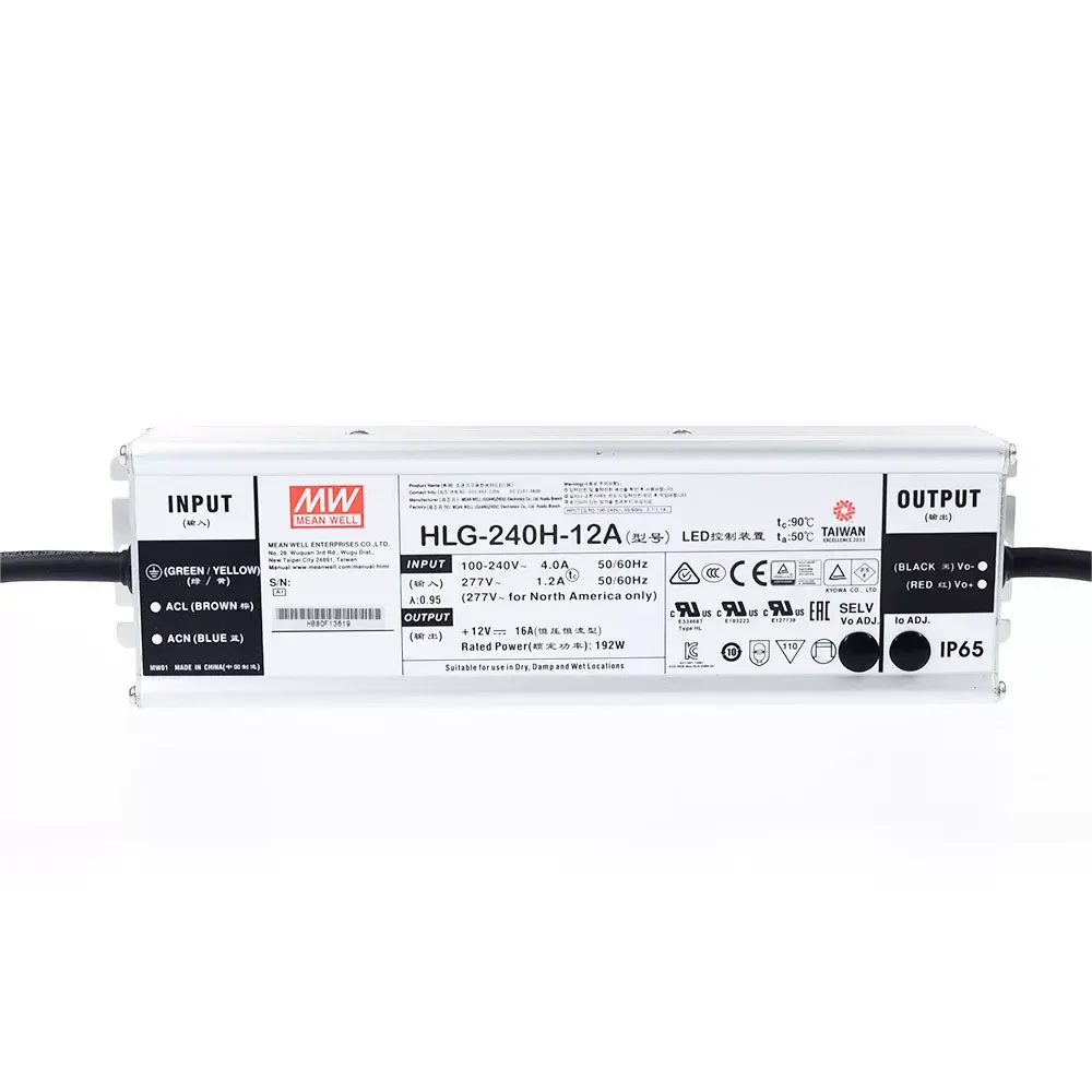 Meanwell HLG 60W 100W 150W 240W 320W 600W 24V 12V 48V IP67 kısılabilir sabit voltaj şerit aydınlatma güç kaynağı ledi sürücü