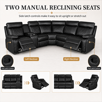 Modernes L-förmiges Recliner-Schlafs ofa Extra breite PU-Leder-Lounge-Couch mit 2 Getränke haltern Aufbewahrung Wohnzimmer möbel