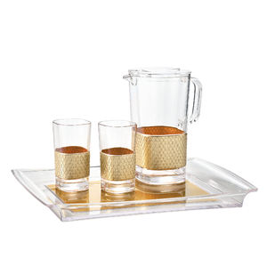 Vaisselle avec bande d'or et plateau de gobelet de pichet de texture - Product Image 1