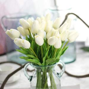 <span class=keywords><strong>Bouquet</strong></span> <span class=keywords><strong>de</strong></span> fleurs artificielles tulipes blanches, 10/30 pièces, véritables Touch, fleurs PU, fleurs en Latex pour <span class=keywords><strong>mariage</strong></span> - Product Image 3
