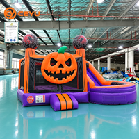 Structure gonflable combinée Ceyu Citrouille d'Halloween avec toboggan et piscine de saut pour location de fête de festival d'automne