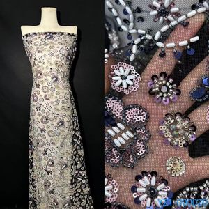 Кружевная ткань с блестками и бисером - Product Image 2