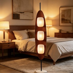 Vintage Style Solid Wood Floor Lamp Three Color Changing Red <b>Light</b> Home Living Room Bedroom Study Nordic Modern Minimalist - Product Image 4