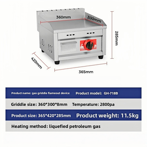 Cuisinière à gaz commerciale en acier inoxydable pour frites, steaks et œufs frits, 1 à 4 brûleurs avec contrôle de température indépendant, friteuse barbecue - Product Image 5