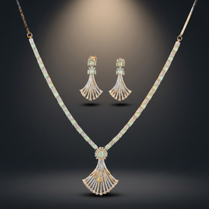 Nuevo Conjunto de Collar para Mujer con Circonita Cúbica de Estilo Clásico Popular, Chapado en Dos Tonos, 421676, Diseño Moderno para Bodas, Compromisos y Fiestas - Product Image 2