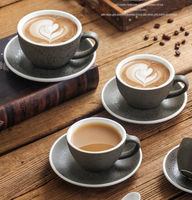 Ensemble de tasses et soucoupes à café expresso en céramique rétro granit, tasse à cappuccino, tasse à latte