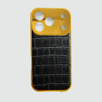 Populaire à Dubaï Étui de luxe 2 en 1 pour iPhone 17 Véritable gaufrage Croc en peau de vache et détails en métal de qualité supérieure