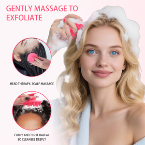 Cepillo de Silicona Suave Portátil Rosa de Última Generación para Masaje del Cuero Cabelludo y Champú, Cepillo Redondo Autolimpiante para el Cabello - Product Image 2