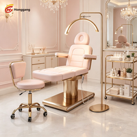 Table de soin électrique réglable à 3 moteurs en acier inoxydable moderne de luxe, lit de soin esthétique pour les cils