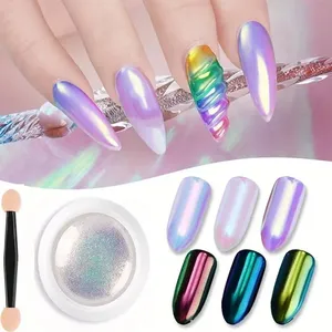 1Jar Pearl Effect Nail Powders <b>Mirror</b> Aurora Chrome Mermaid Nails Art Powder Rainbow AB Magic <b>Mirror</b> Pearl Shell Powder Supplies - Product Image 3