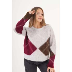 เสื้อสเวตเตอร์ถักไหมพรมสีเทาเมกะ ลายบาคลาวา สำหรับผู้หญิง ขายส่ง - Product Image 5