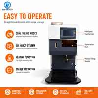 Machine de remplissage d'huile verticale à aiguille unique avec réservoir chauffé, écran tactile HMI, distributeur de liquide de précision 0,5-7 ml