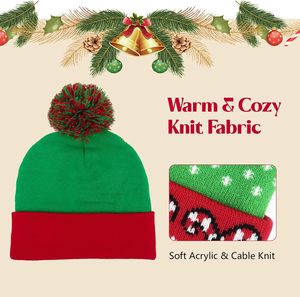 Design LED Christmas Sweater Hat <b>Light</b> <b>up</b> Xmas Beanie Knitted Cap Unisex Winter Hat Christmas Hats - Product Image 4
