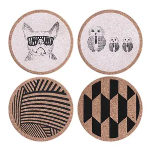 Cute Coasters for Drinks Absorbent Reusable Coaster Set 4 Inch Cork Flower Shape Coasters for Coffee Tea Cup Mat