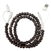 Nouveauté : Câble de charge rapide multi-protocoles USB Type C 4-en-1 moderne avec perles en strass couleur ambre et jade pour téléphone