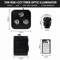 Moteur d'éclairage à fibre optique intelligent WiFi RGB+CCT 70W haute puissance, à effet scintillant, contrôlé par application, pour plafond étoilé, parc à thème, piscine L
