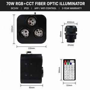 Moteur d'éclairage à fibre <span class=keywords><strong>optique</strong></span> intelligent WiFi RGB+CCT 70W haute puissance, à effet scintillant, contrô<span class=keywords><strong>l</strong></span>é par application, pour plafond étoilé, <span class=keywords><strong>parc</strong></span> à thème, piscine <span class=keywords><strong>L</strong></span> - Product Image 3