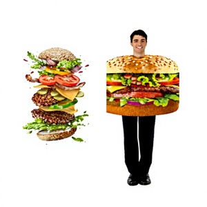 Nuevo Disfraz de Cosplay de <span class=keywords><strong>Hamburguesa</strong></span> para Fiesta, Actuación Escénica, Poliéster, Venta al por Mayor para Halloween - Product Image 2