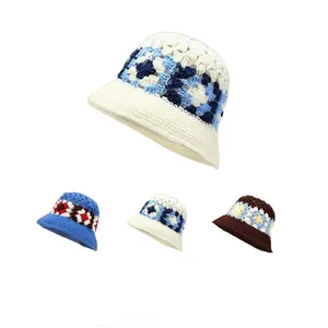 Cap Manufacturer Customizable Logo New Fashion Summer Handmade Sun Hat Winter Crochet Wool Knitted Bucket Hat